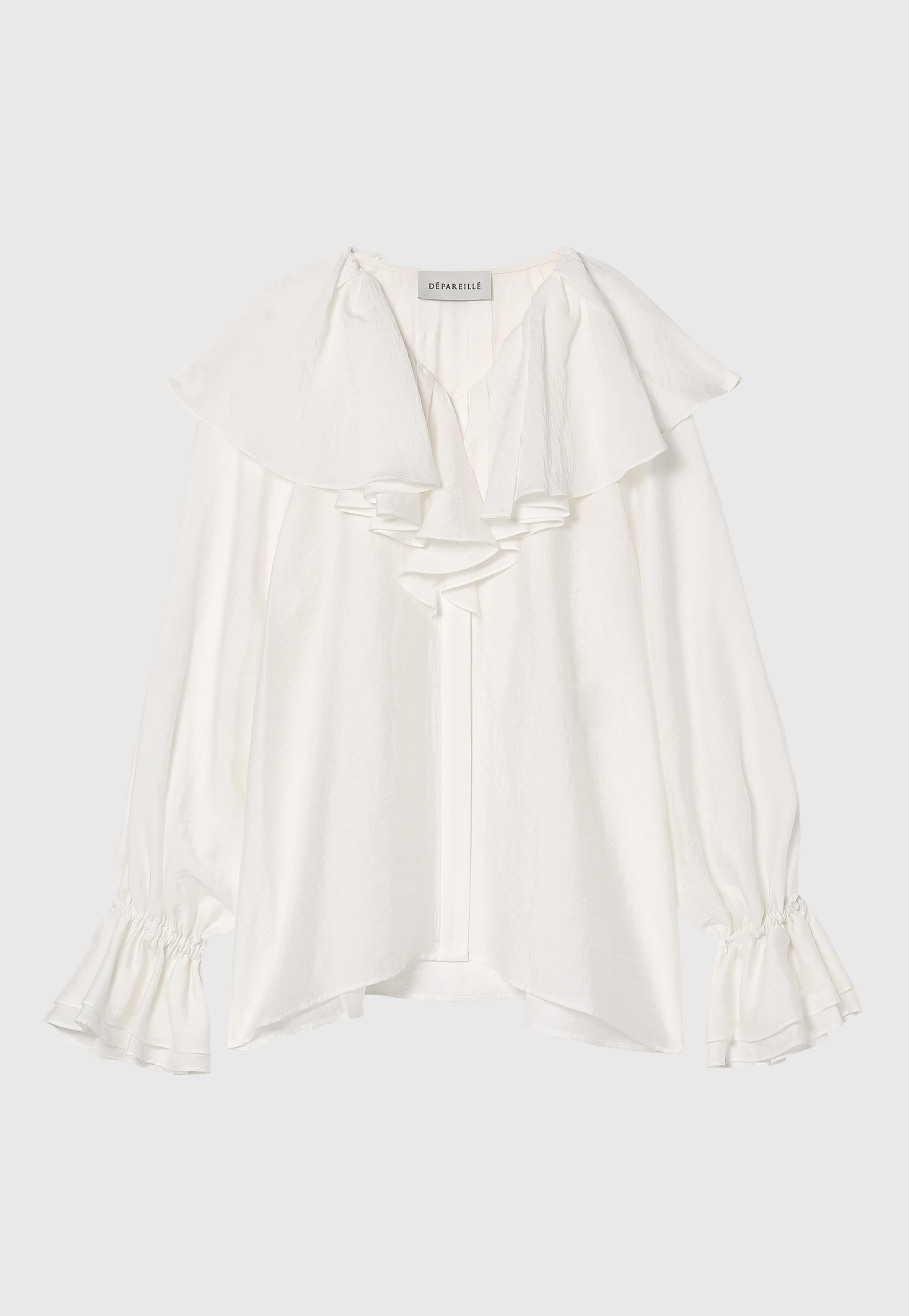 SHEER SILK RUFFLE BLOUSE 詳細画像 White 4