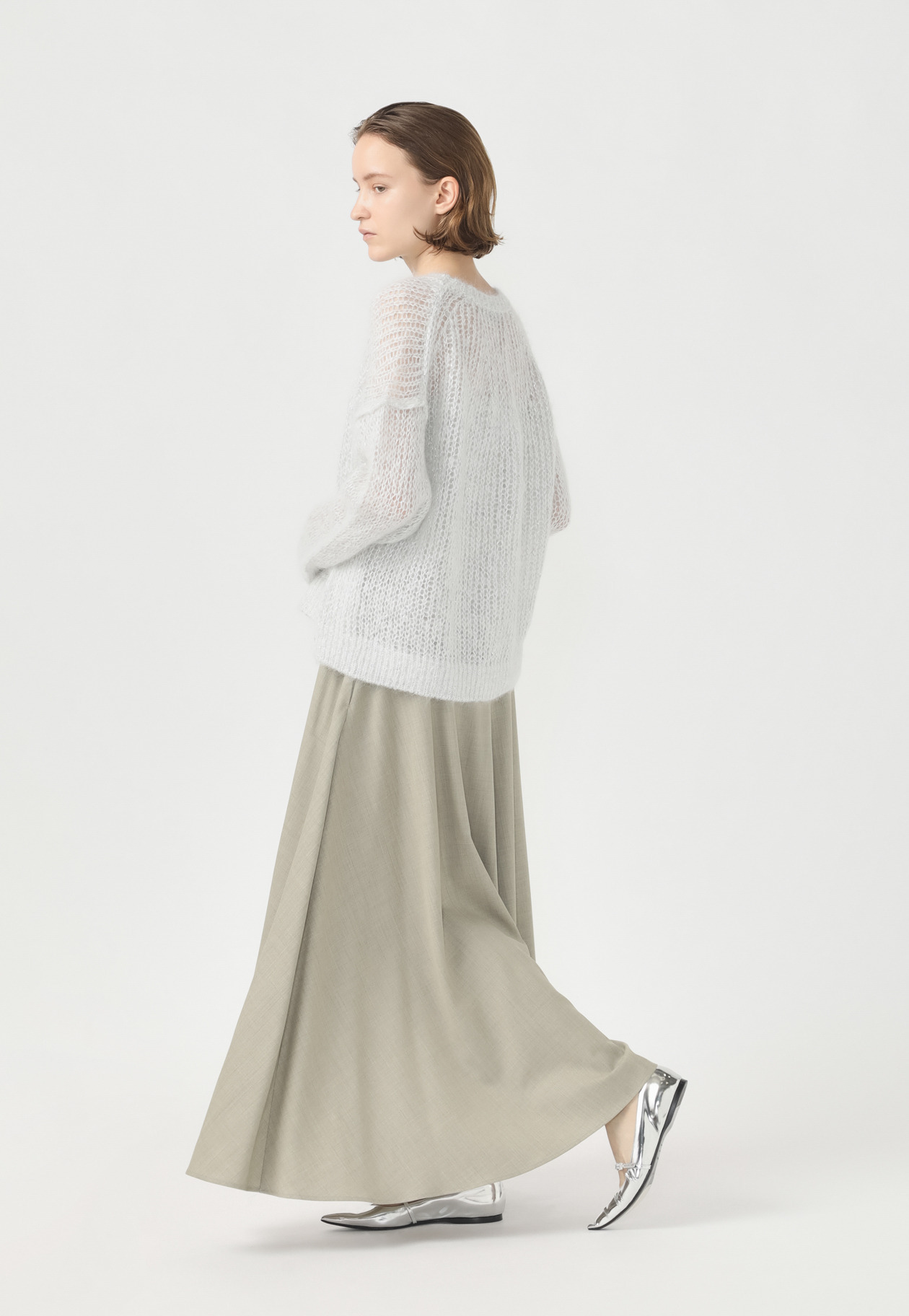 WOOL TWILL FLARE SKIRT 詳細画像 Beige 1