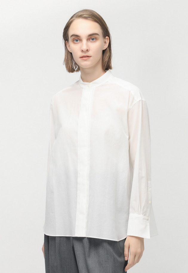 ORGANDY NO COLLAR SHIRT 詳細画像 White 1