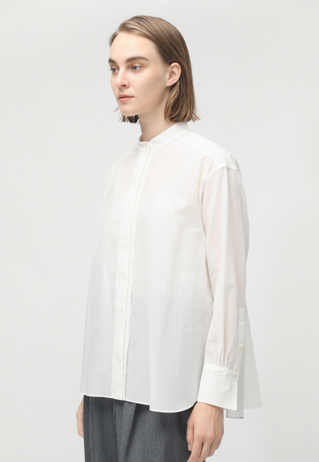 ORGANDY NO COLLAR SHIRT 詳細画像 White 2