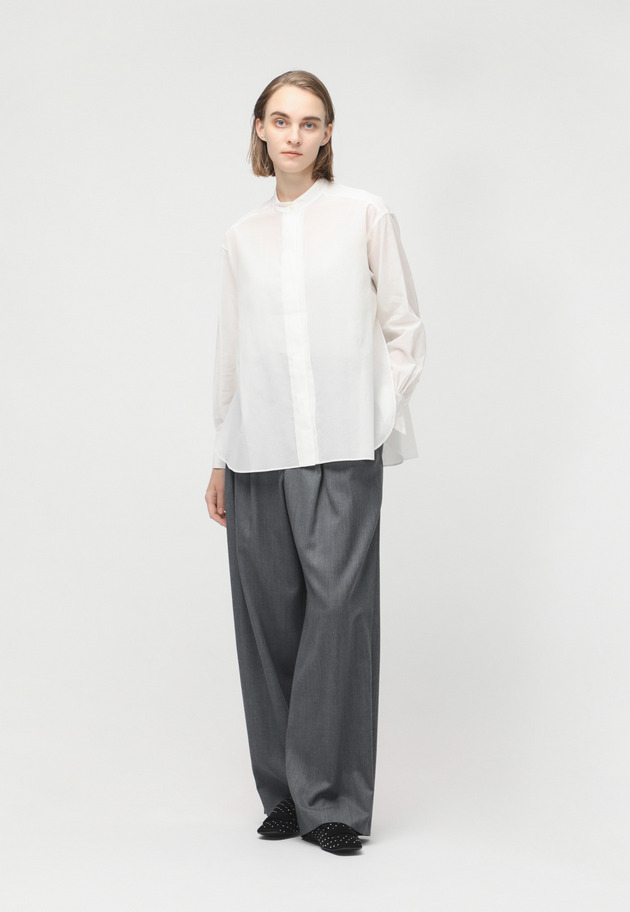 ORGANDY NO COLLAR SHIRT 詳細画像 White 6