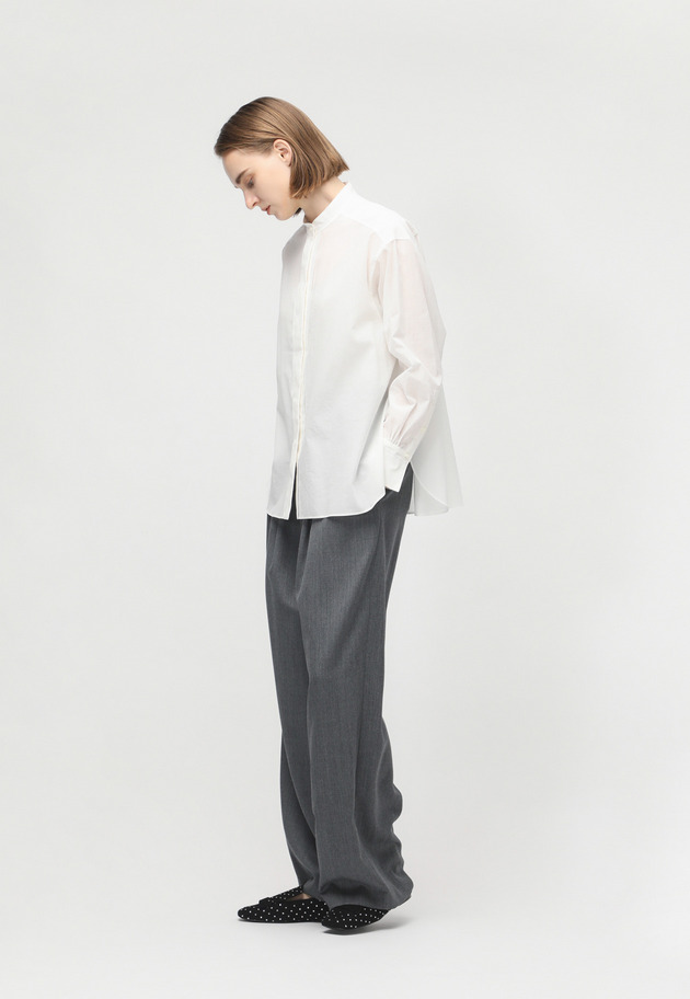 ORGANDY NO COLLAR SHIRT 詳細画像 White 7