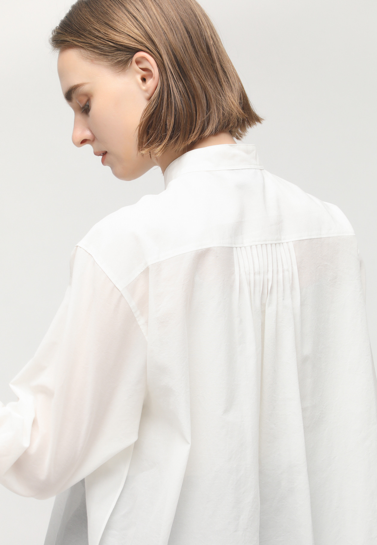 ORGANDY NO COLLAR SHIRT 詳細画像 White 5