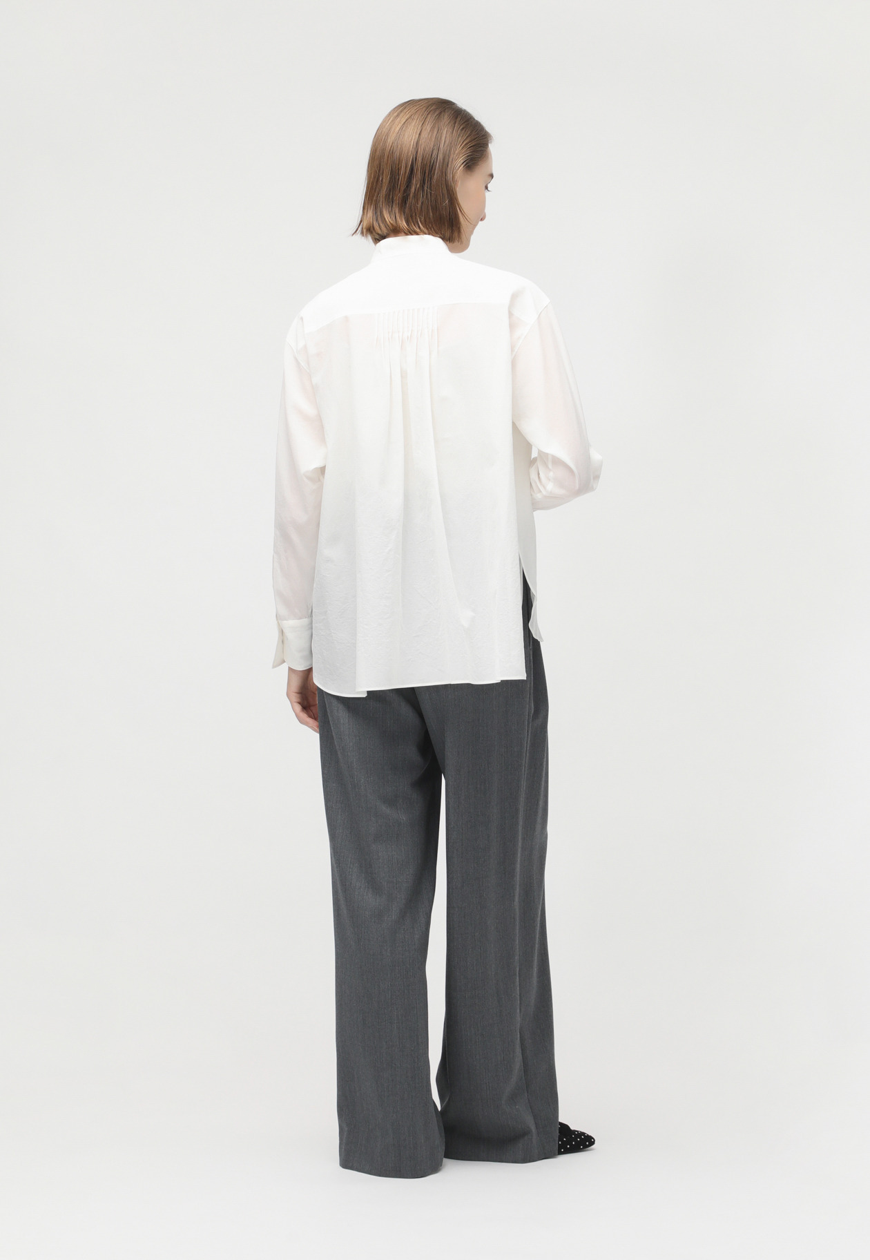 ORGANDY NO COLLAR SHIRT 詳細画像 White 8