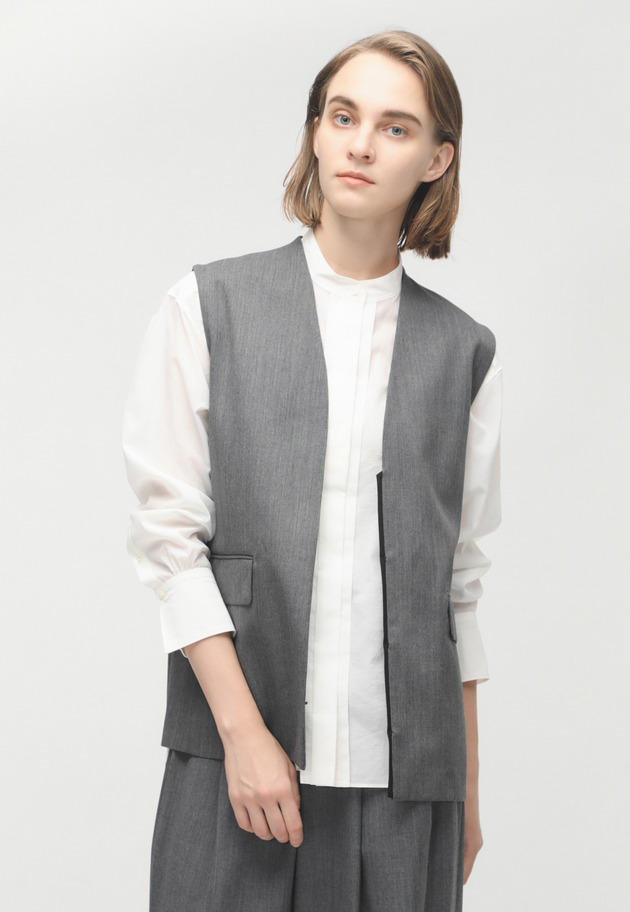 WOOL TWILL GILET 詳細画像 Gray 2