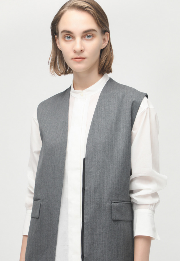 WOOL TWILL GILET 詳細画像 Gray 3