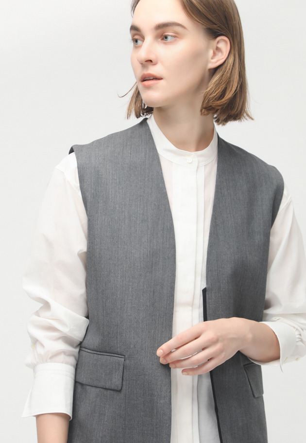 WOOL TWILL GILET 詳細画像 Gray 4