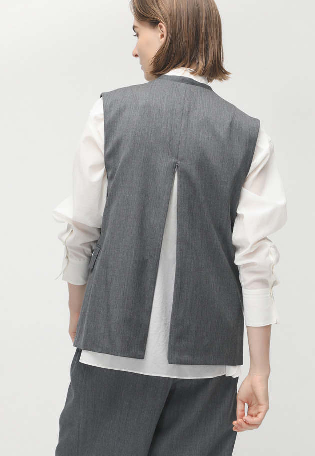 WOOL TWILL GILET 詳細画像 Gray 5