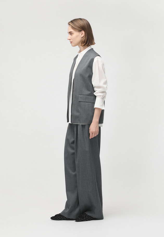 WOOL TWILL GILET 詳細画像 Gray 7