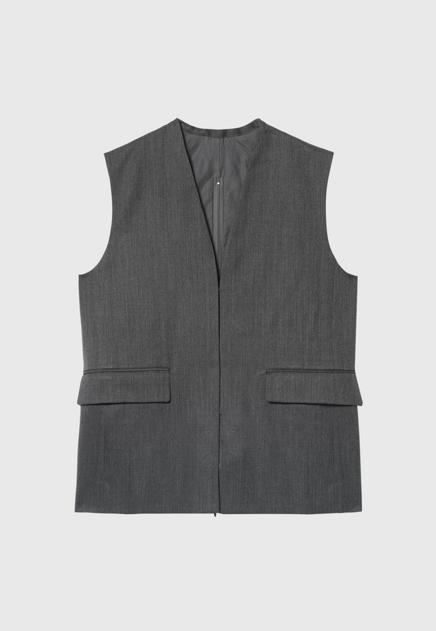 WOOL TWILL GILET 詳細画像 Gray 9