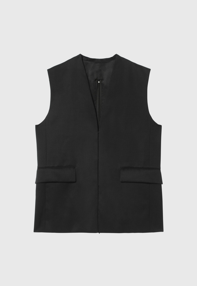 WOOL TWILL GILET 詳細画像 Black 1