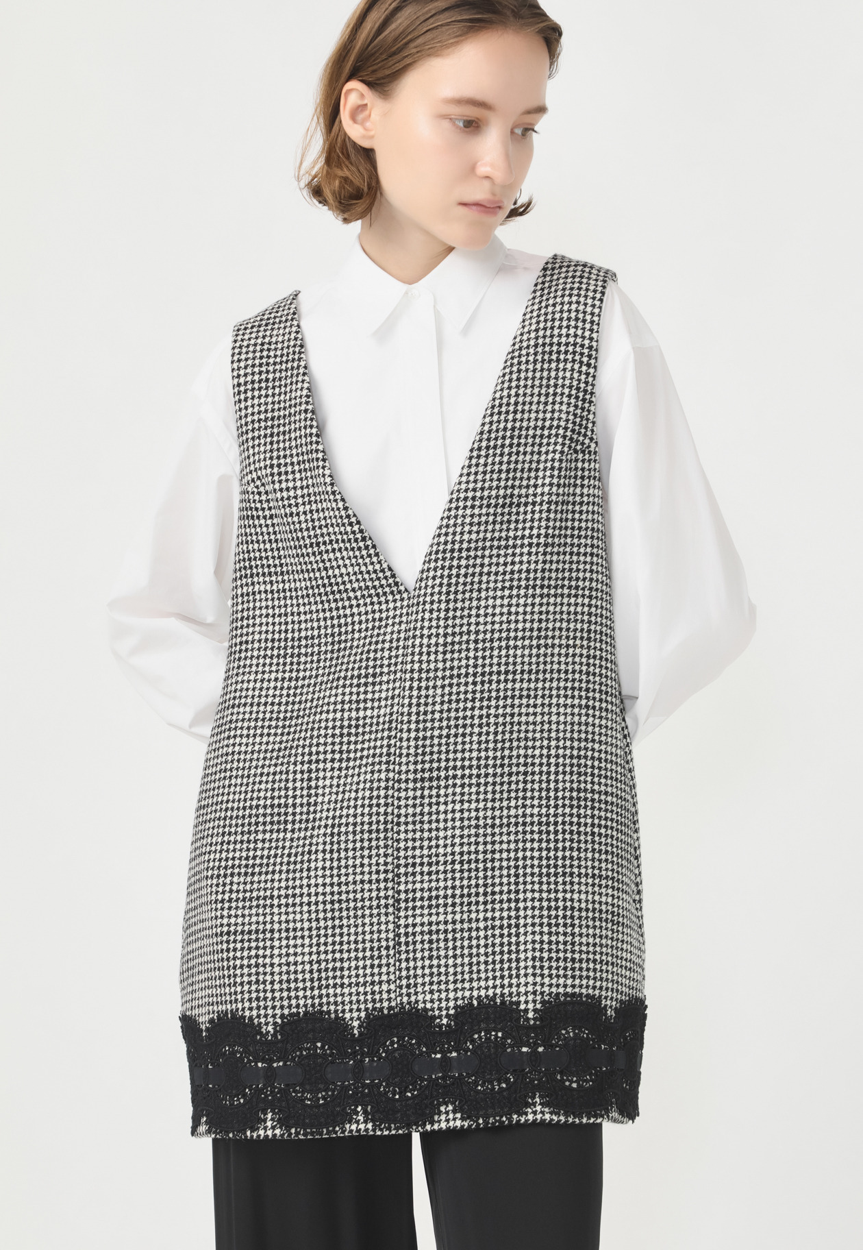 HOUNDSTOOTH A-LINE TOPS 詳細画像 Black 1