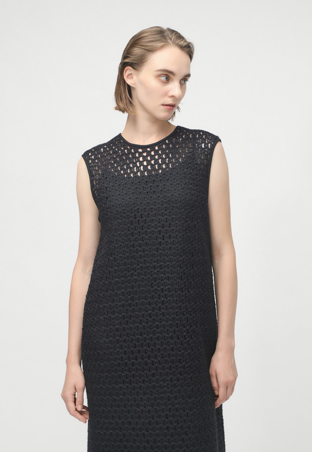 WOOL CORD LACE DRESS 詳細画像 Black 4