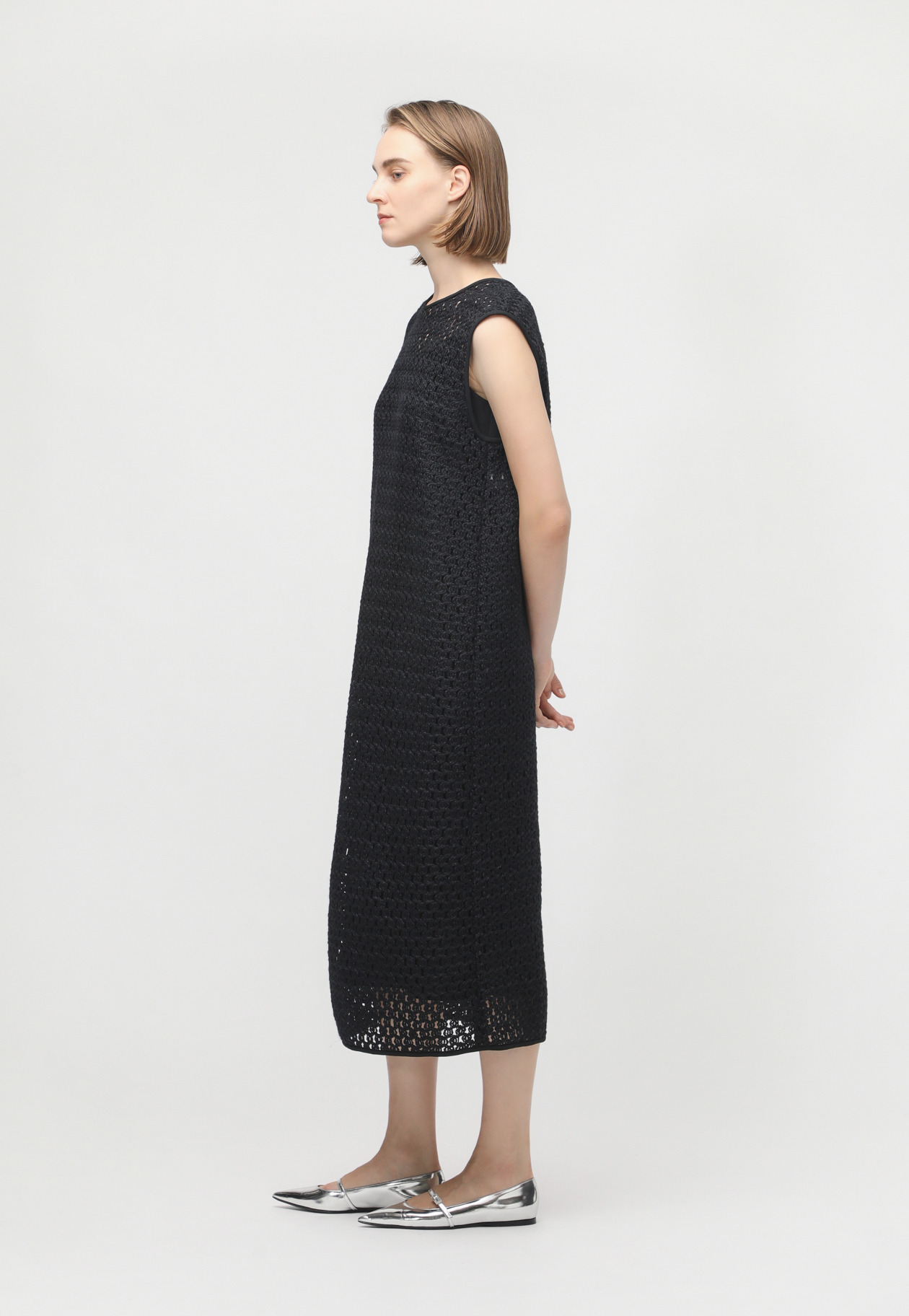 WOOL CORD LACE DRESS 詳細画像 Black 2