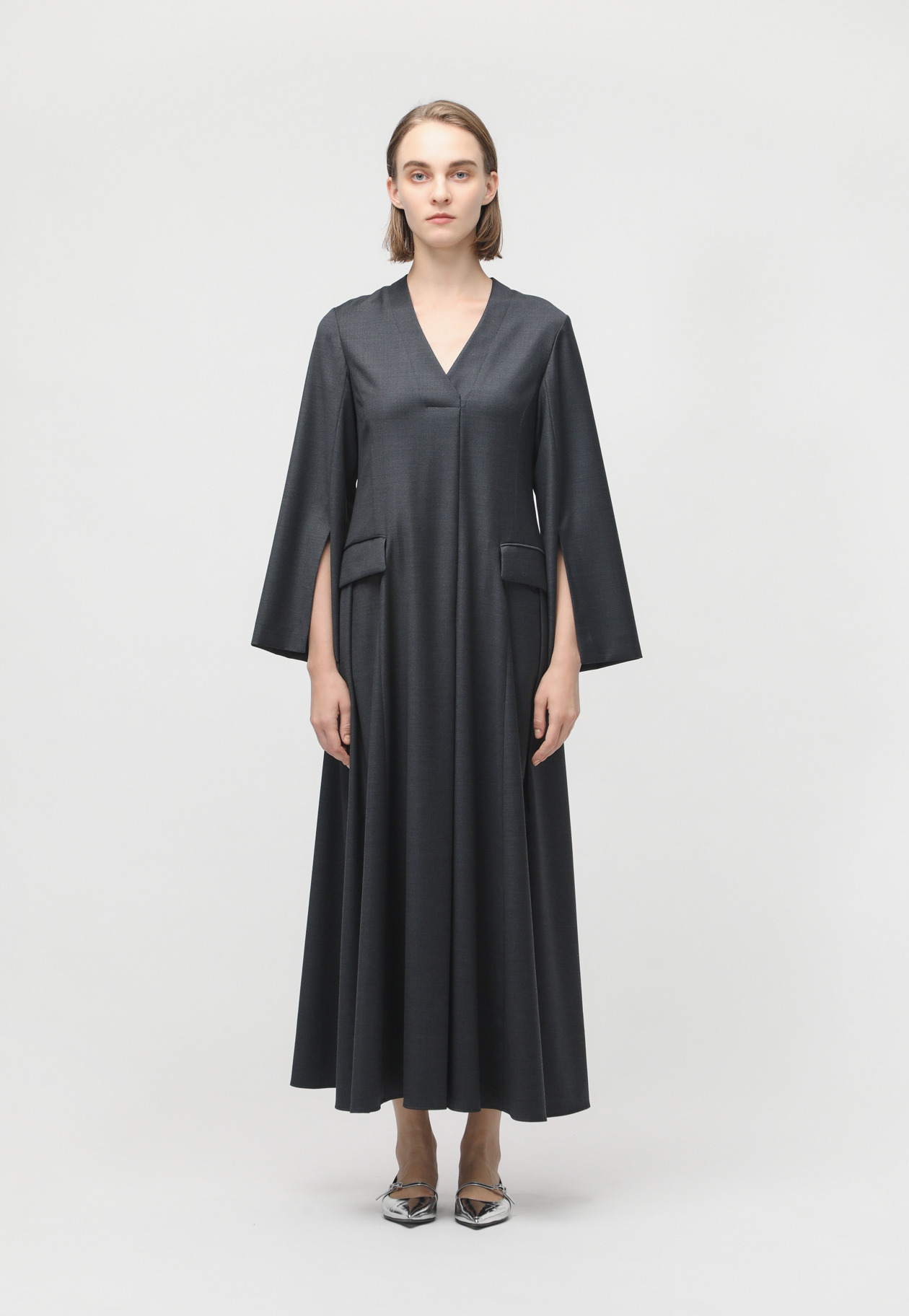 WOOL SILK FLARE DRESS 詳細画像 Chcl 1