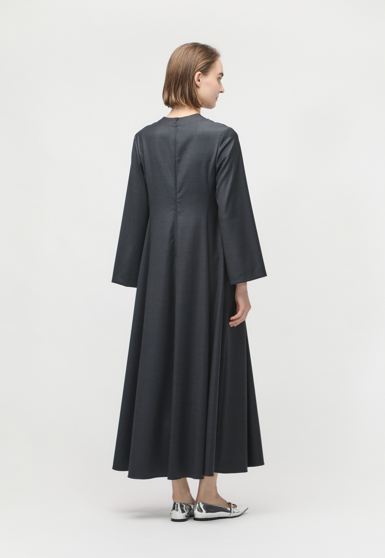 WOOL SILK FLARE DRESS 詳細画像 Chcl 3