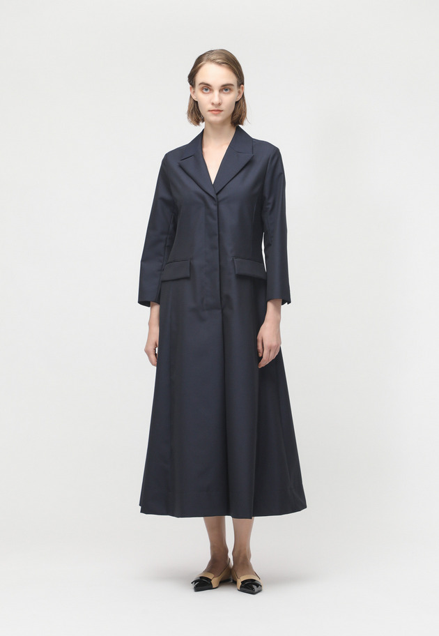 WOOL MOHAIR NOTCH LAPEL DRESS 詳細画像 Navy 1