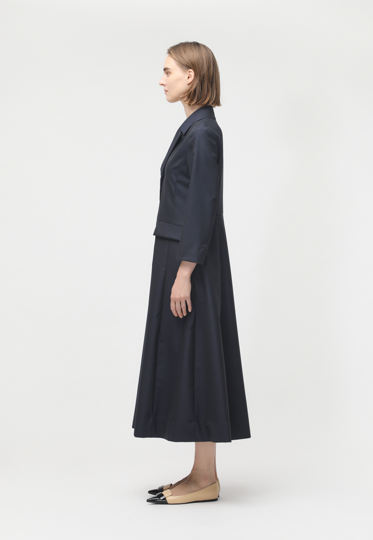 WOOL MOHAIR NOTCH LAPEL DRESS 詳細画像 Navy 2