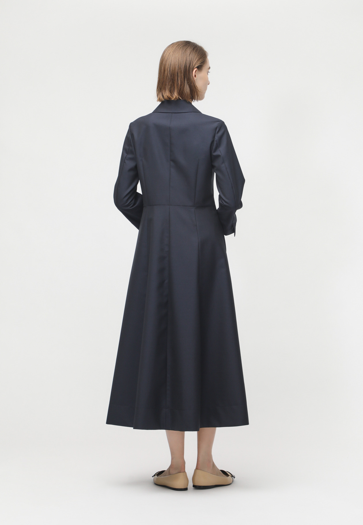 WOOL MOHAIR NOTCH LAPEL DRESS 詳細画像 Navy 4