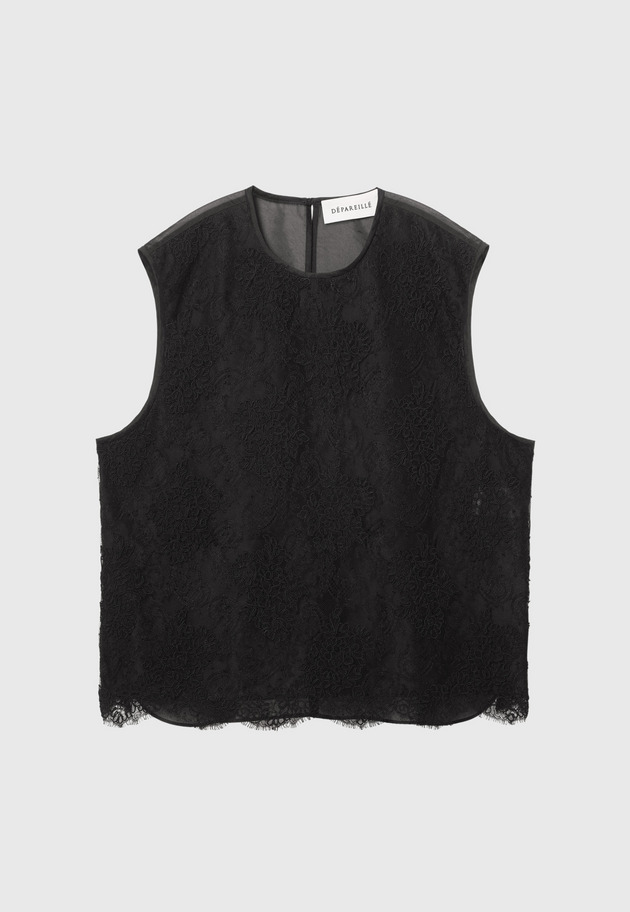 LACE COMBINATION TANKTOP 詳細画像 Black 5