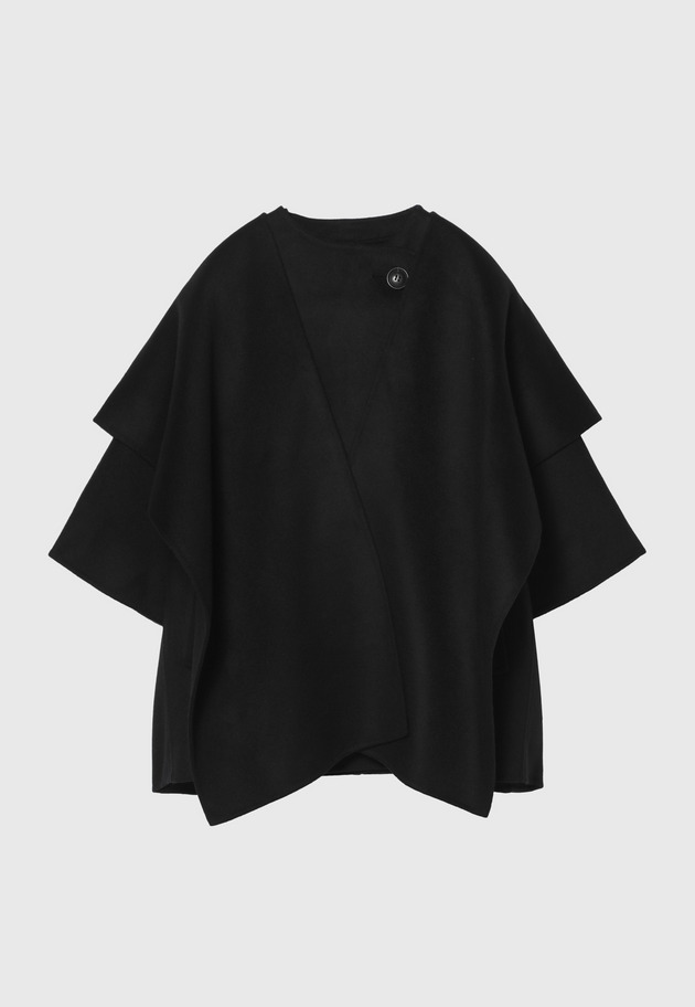 WOOL DOUBLE FACE PONCHO 詳細画像 Black 1