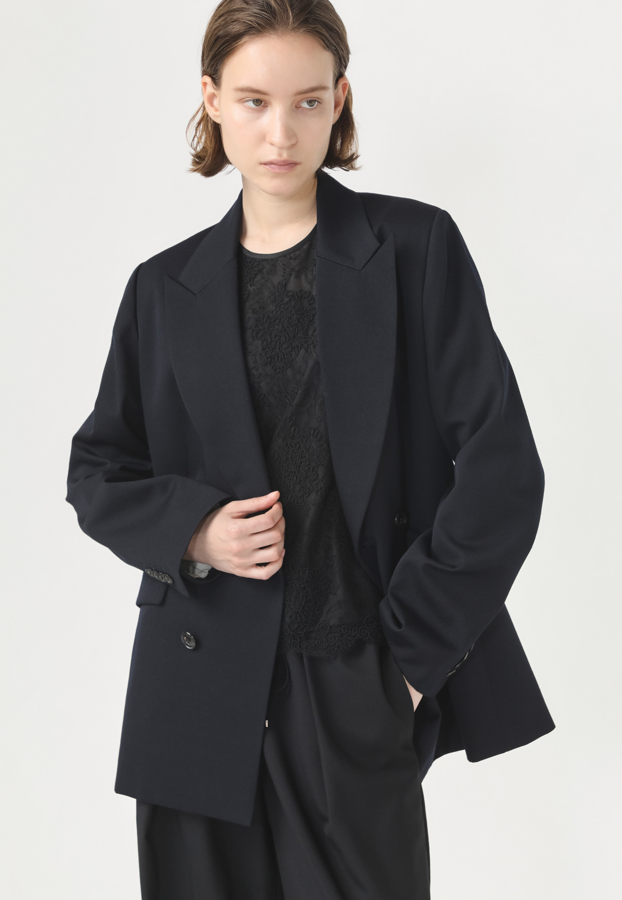 WOOL SILK TWILL DOUBLE JACKET 詳細画像 D.NV 1