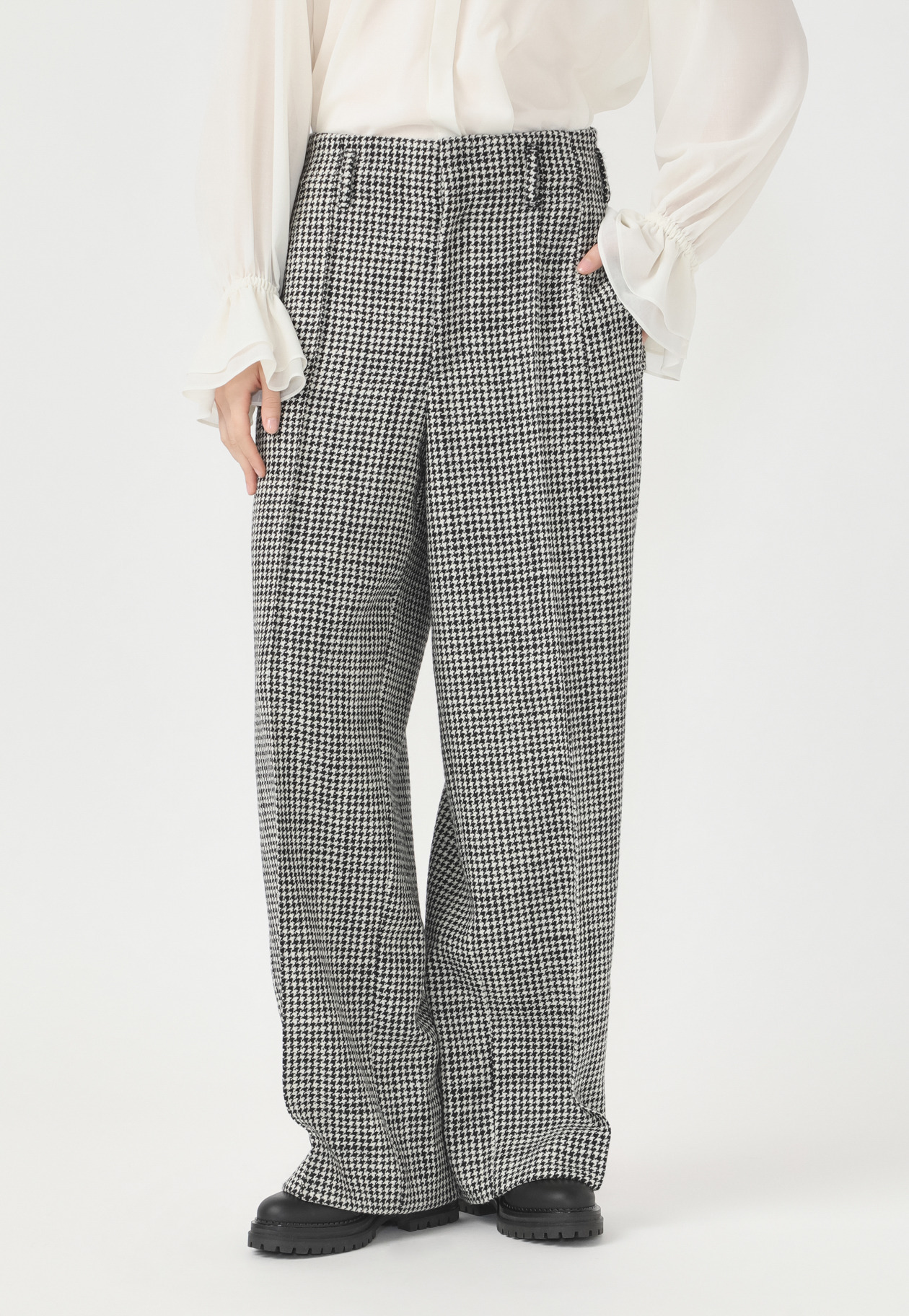 HOUNDSTOOTH CURVE PANTS 詳細画像 Black 1