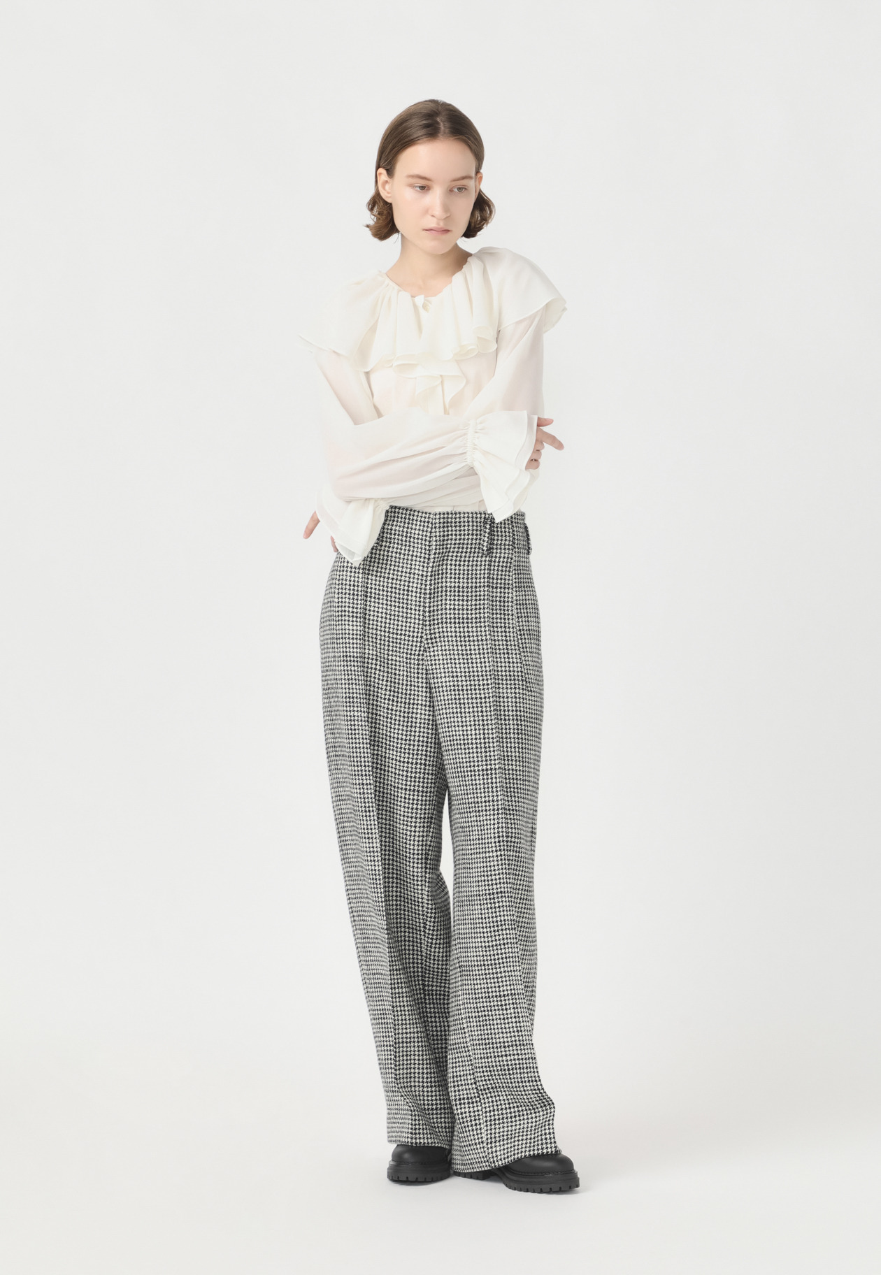 HOUNDSTOOTH CURVE PANTS 詳細画像 Black 3