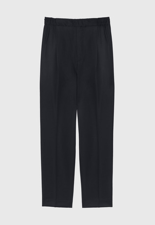 SILK WOOL TWILL GATHER PANTS