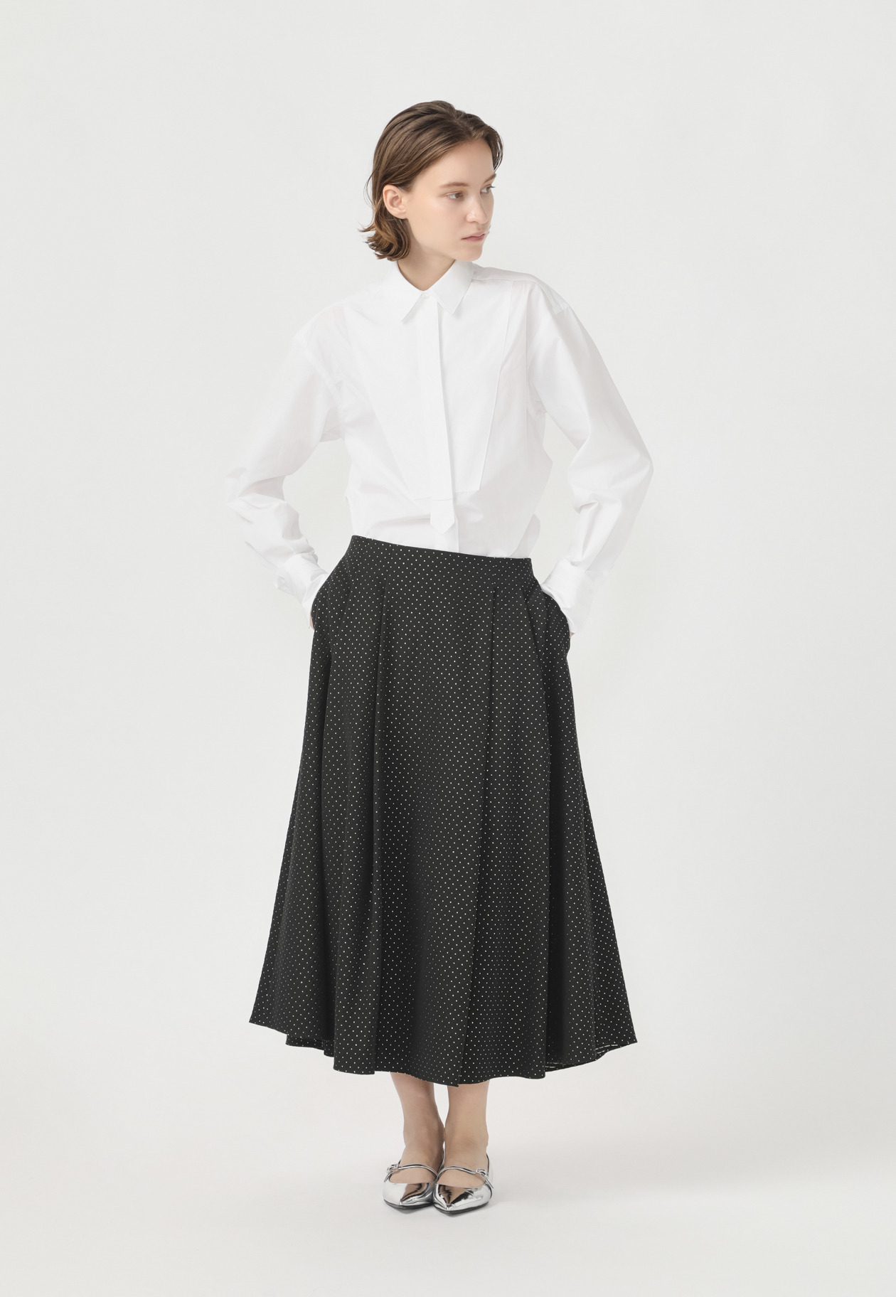 METALLIC DOT JACQUARD TUCK SKIRT 詳細画像 Chcl 5