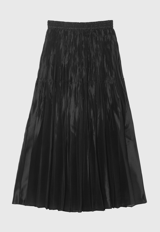 SILK POLYESTER PLEATS SKIRT 詳細画像 Black 1