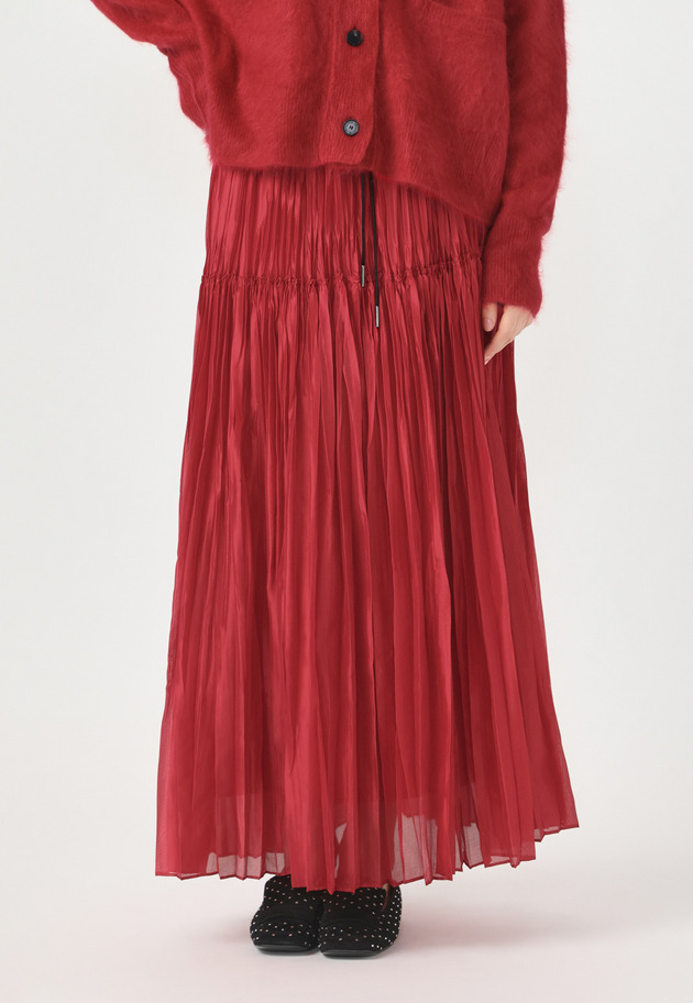 SILK POLYESTER PLEATS SKIRT 詳細画像 Red 2