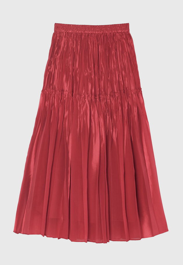 SILK POLYESTER PLEATS SKIRT 詳細画像 Red 7