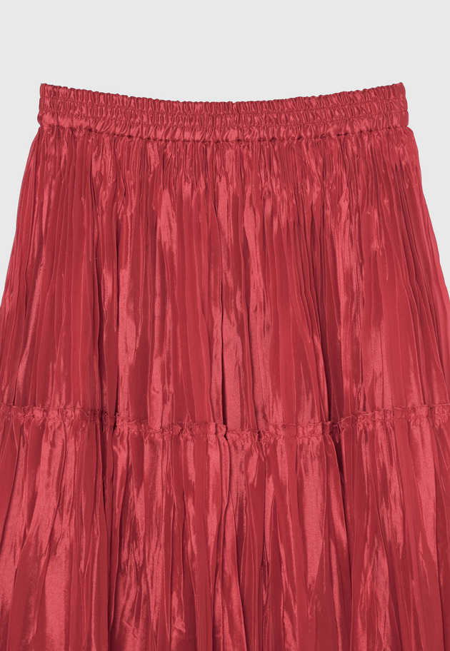 SILK POLYESTER PLEATS SKIRT 詳細画像 Red 8