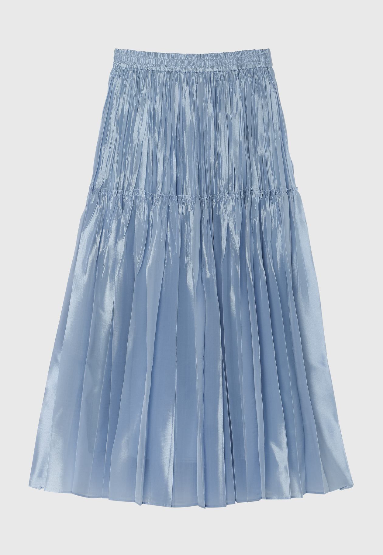 SILK POLYESTER PLEATS SKIRT 詳細画像 Sax 1