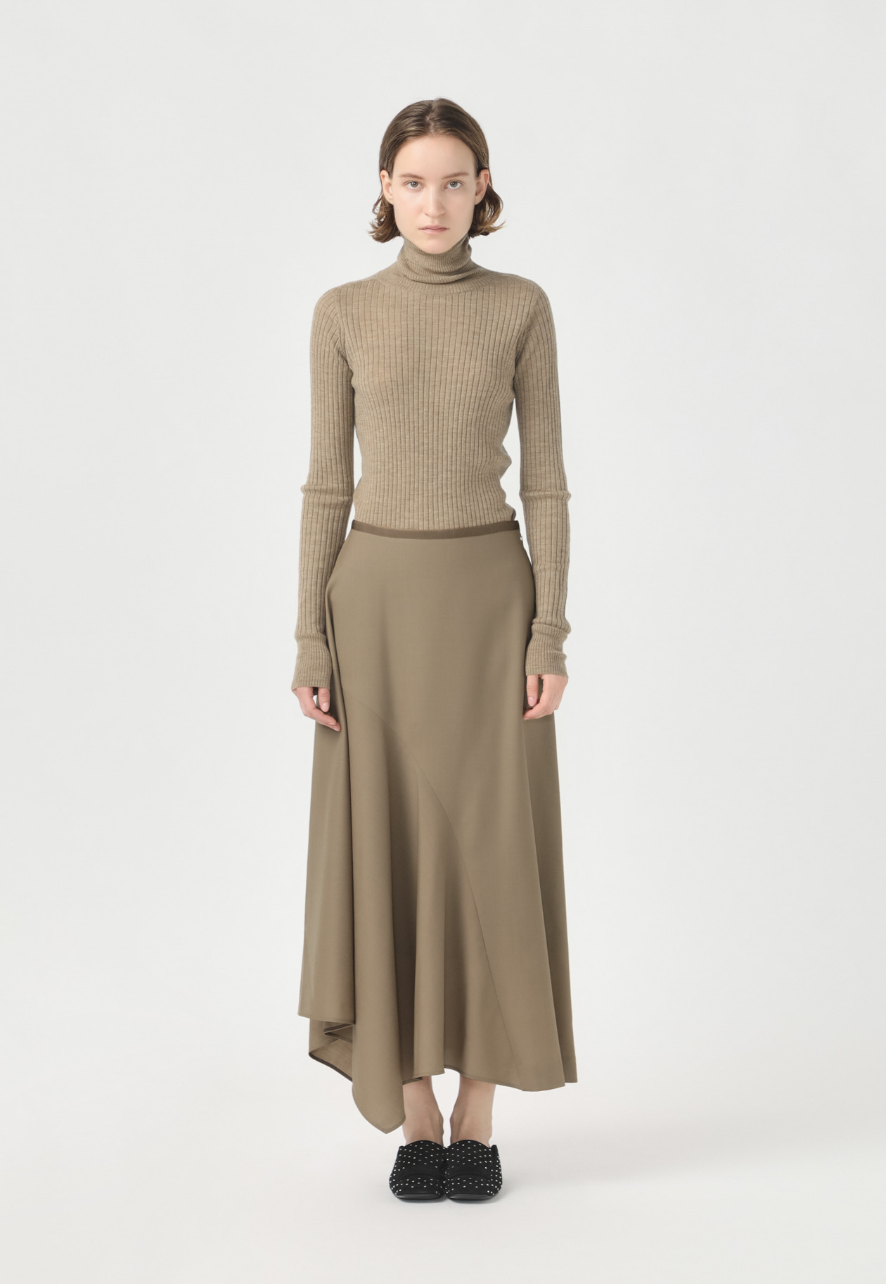 WOOL TORO ASYMMETRY SKIRT 詳細画像 Camel 3