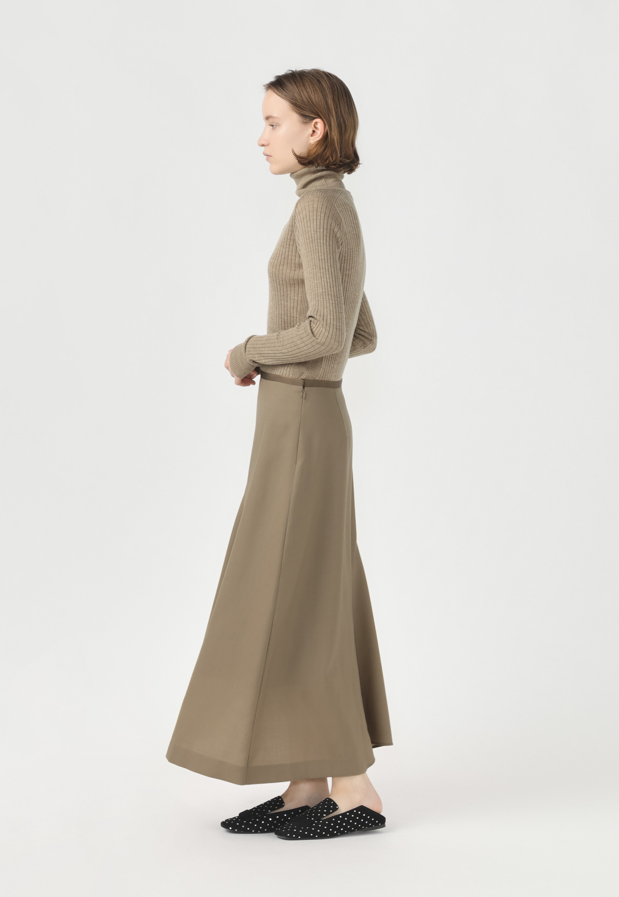 WOOL TORO ASYMMETRY SKIRT 詳細画像 Camel 4