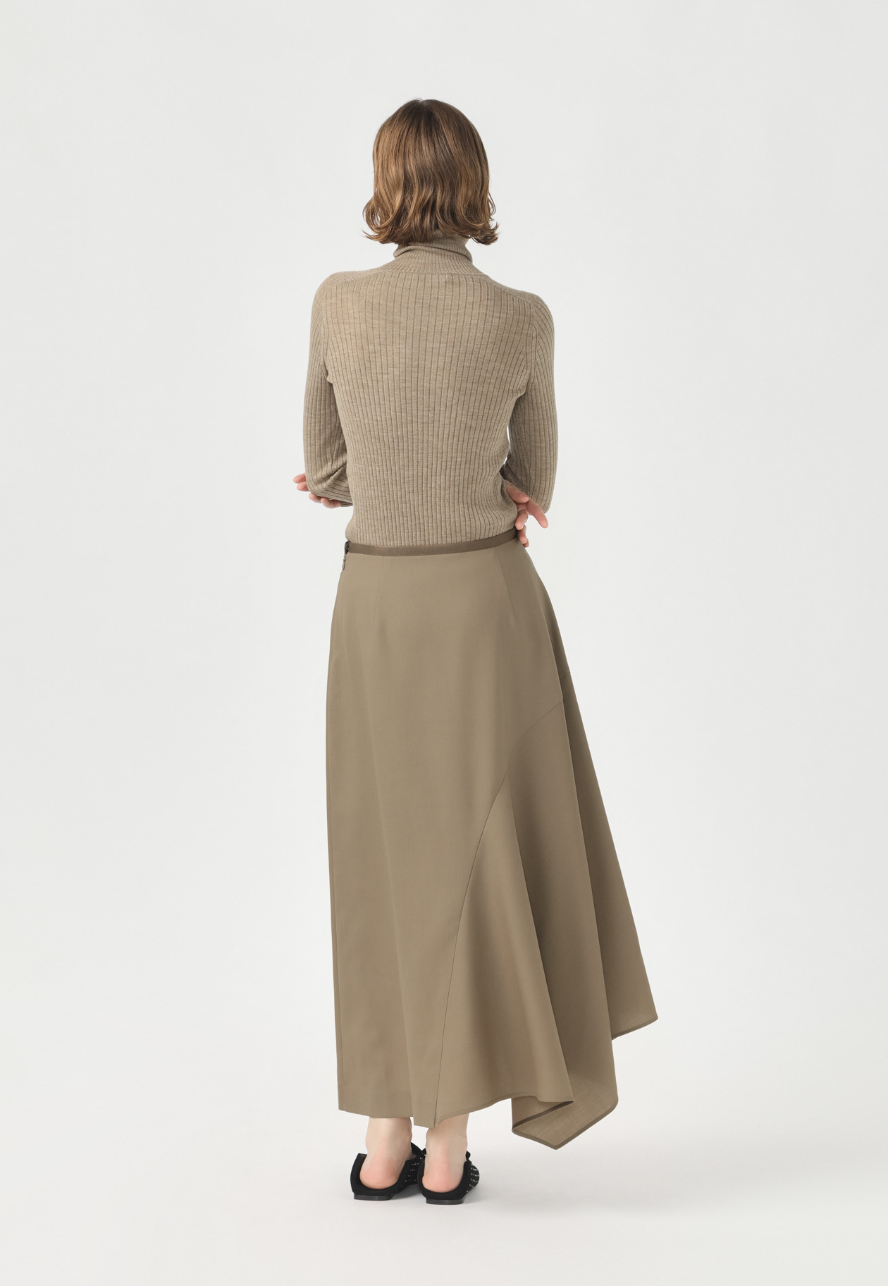 WOOL TORO ASYMMETRY SKIRT 詳細画像 Camel 5