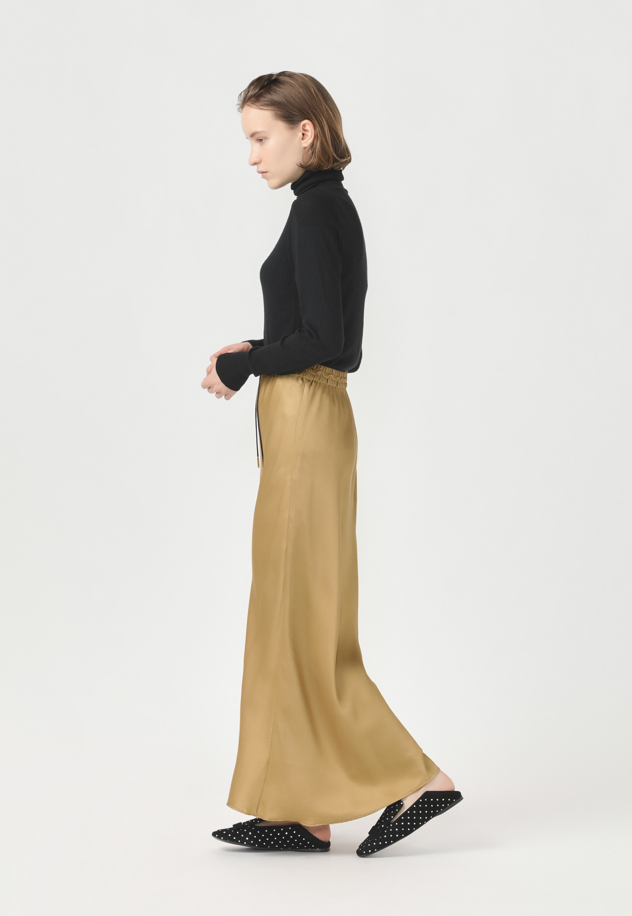 VISCOSE SATIN SKIRT 詳細画像 Camel 2