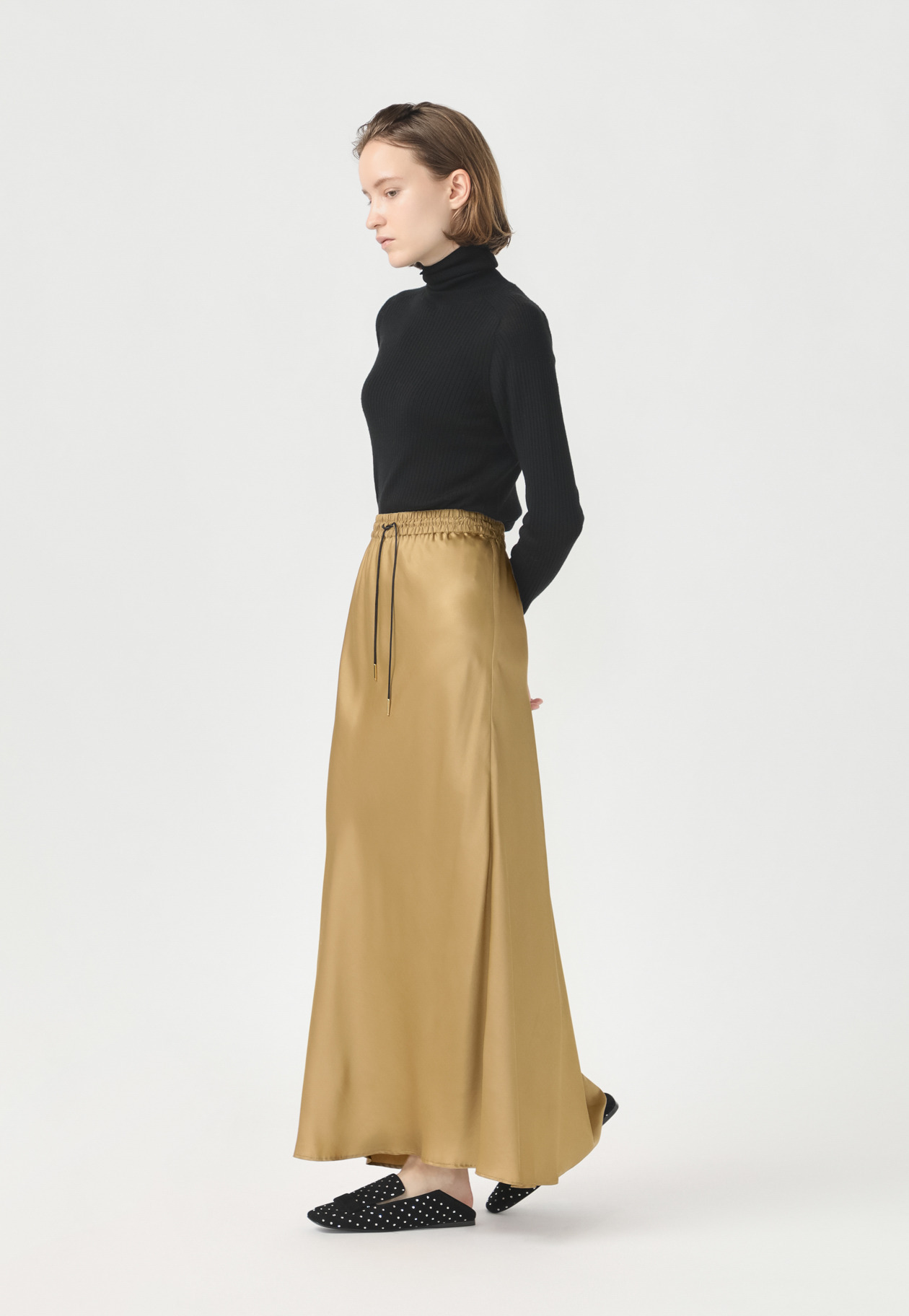 VISCOSE SATIN SKIRT 詳細画像 Camel 3