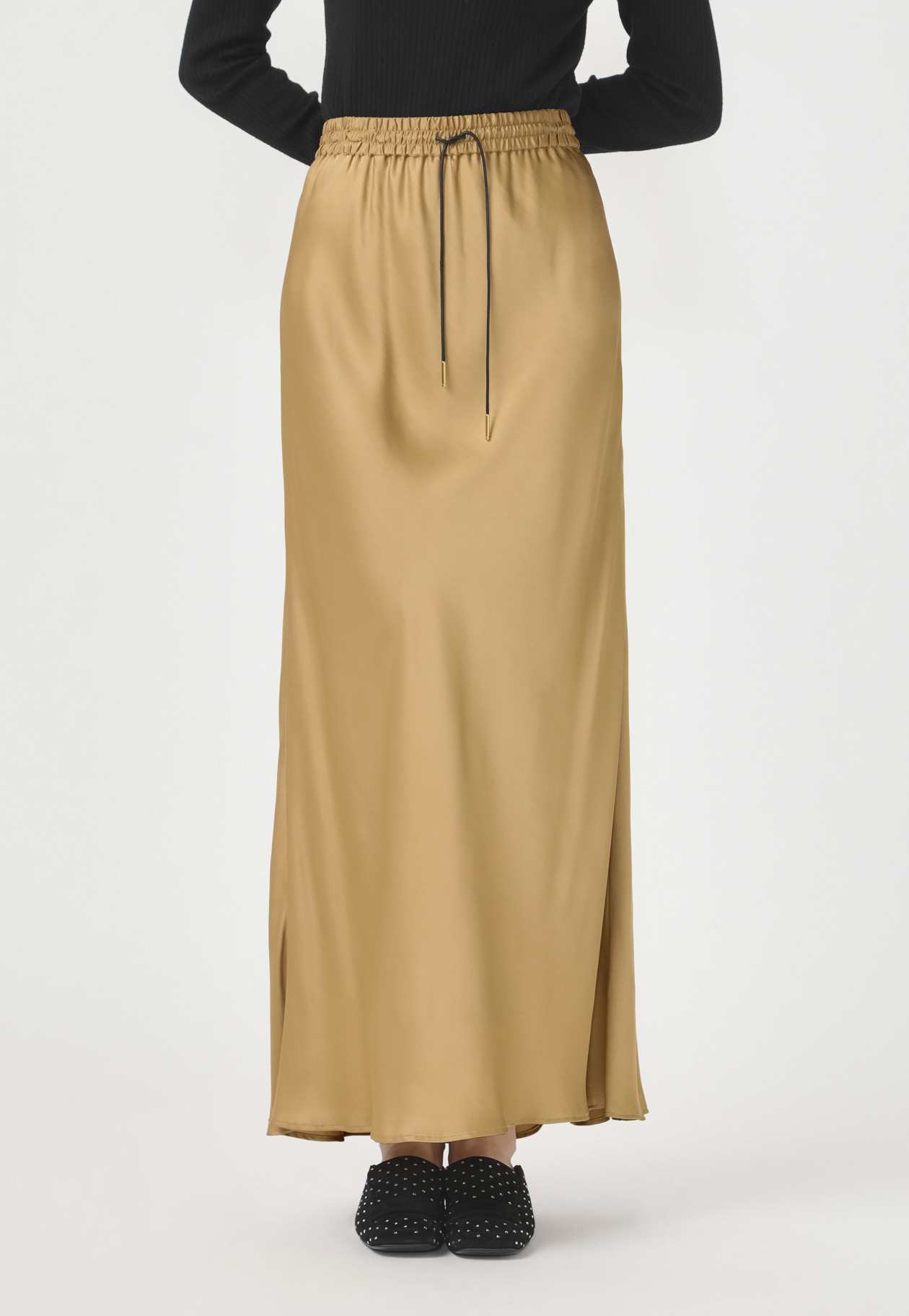 VISCOSE SATIN SKIRT 詳細画像 Camel 5