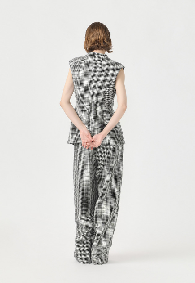 HOUNDSTOOTH BODY CONSCIOUS GILET 詳細画像 Black 4