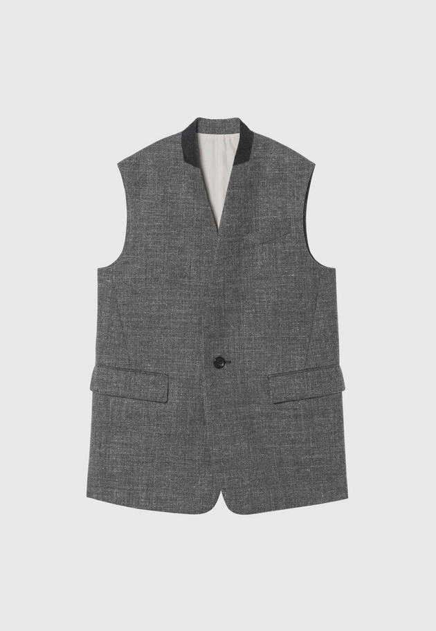 WOOL LINEN SLAB GILET 詳細画像 Chcl 9