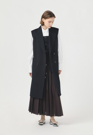 WOOL SILK TWILL LONG GILET