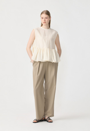 WOOL POLYESTER STRAIGHT PANTS