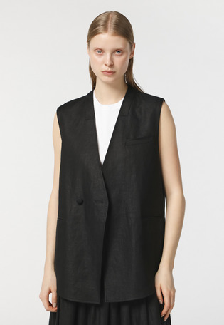TWILL LINEN BACK LAYERED GILET