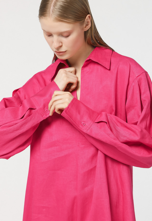 LINEN TWILL DRESS 詳細画像 Pink 4