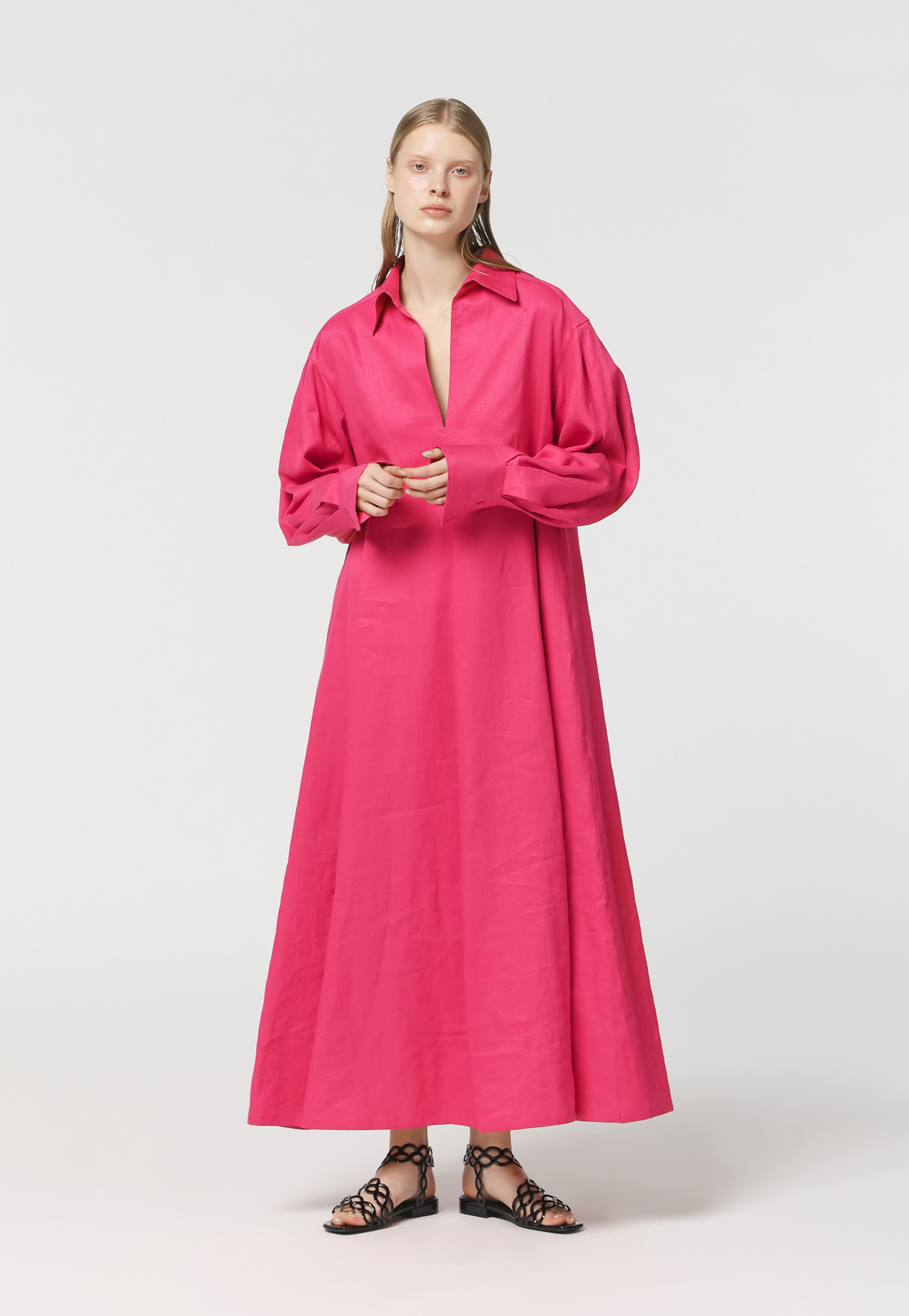 LINEN TWILL DRESS 詳細画像 Pink 1