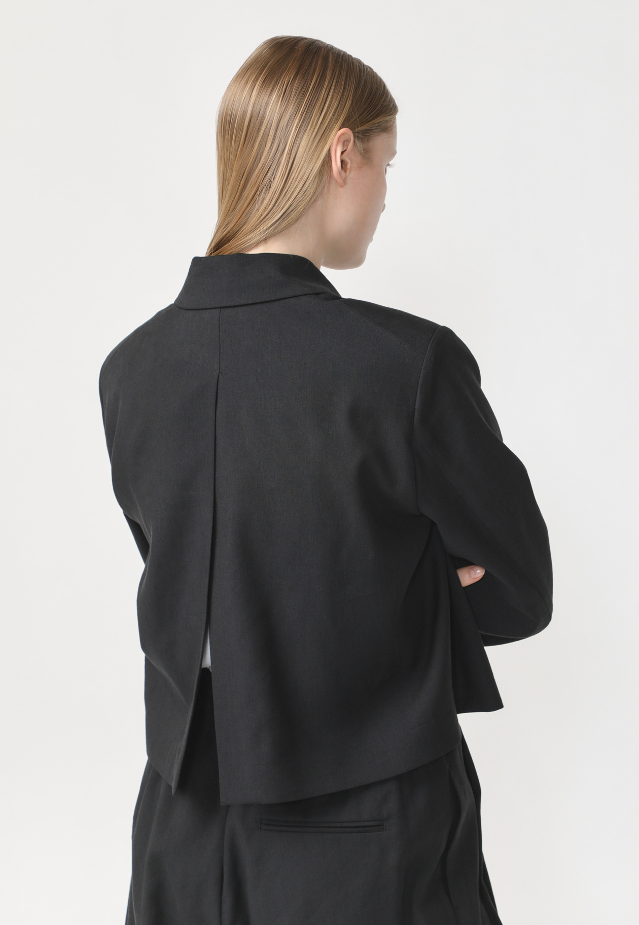 LINEN POLYESTER TWILL JACKET 詳細画像 Black 3