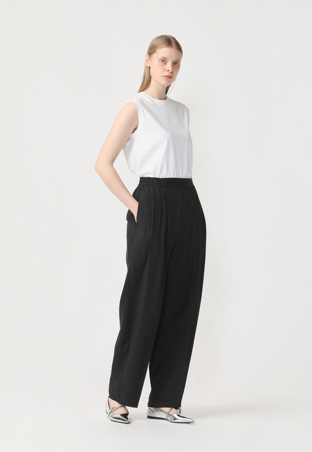 LINEN POLYESTER TWILL PANTS 詳細画像 Black 6